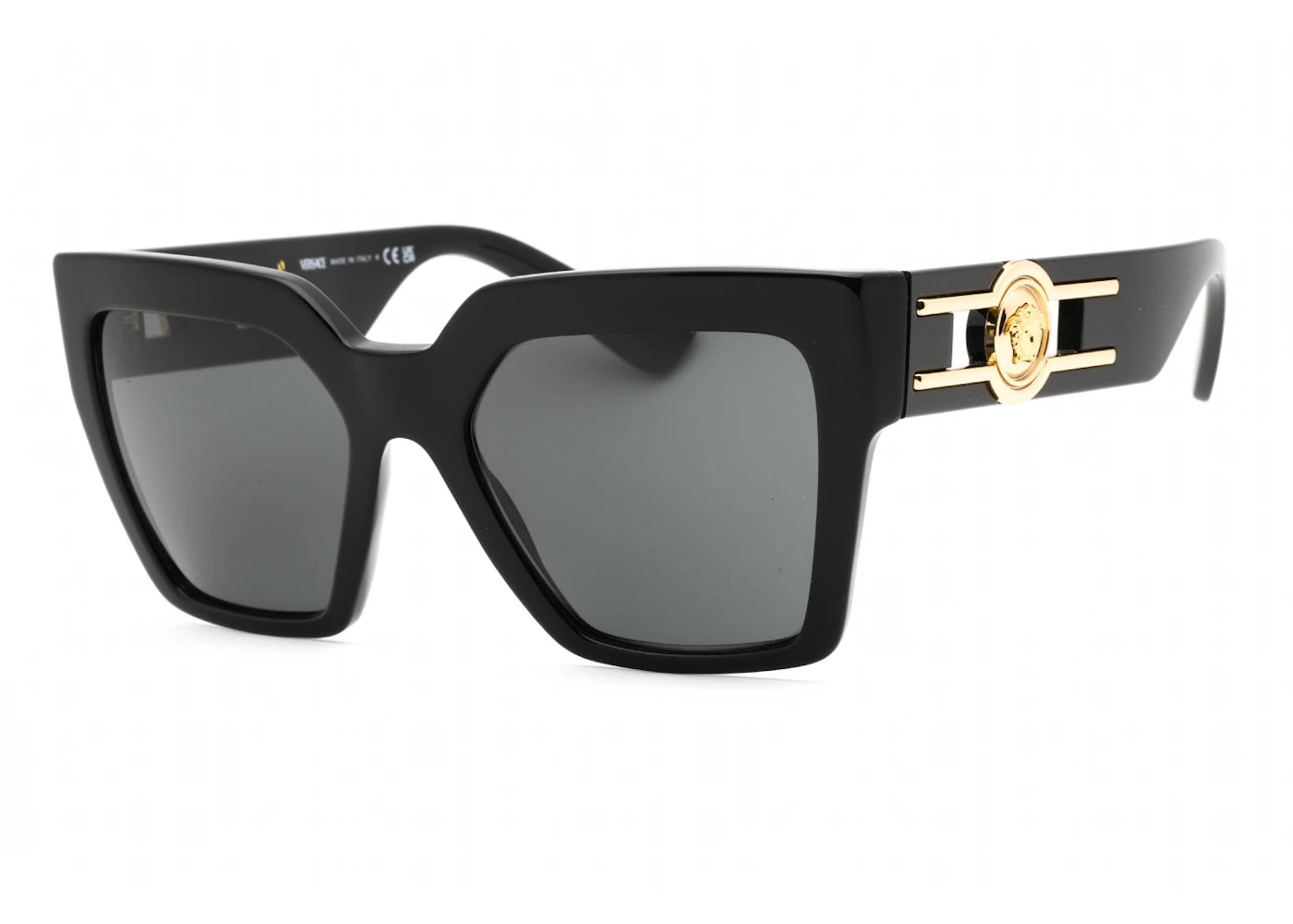 Versace Square Sunglasses Black/Dark Grey (VE4458-GB1/87)