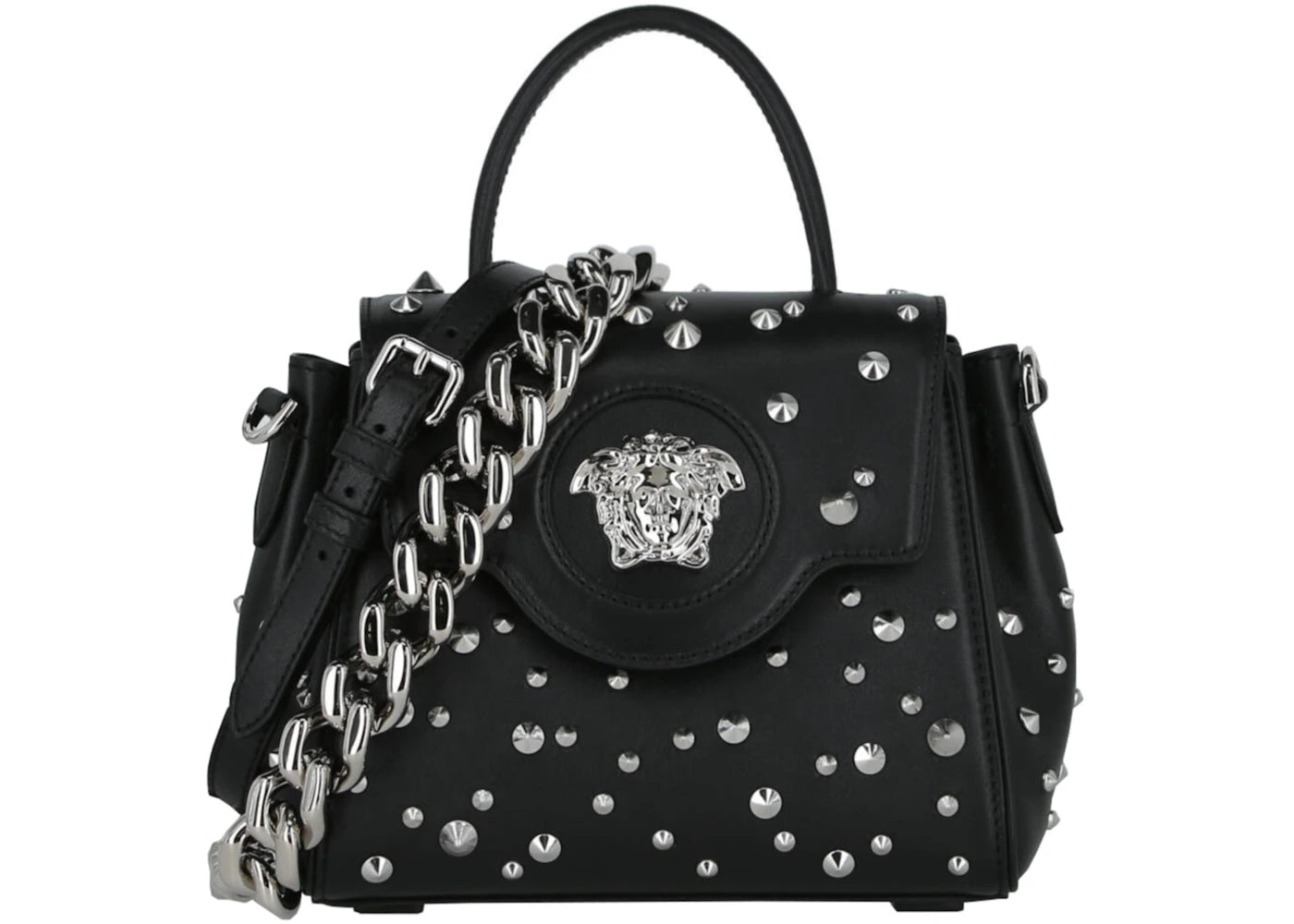 Versace Studded La Medusa Shoulder Bag Black/Palladium