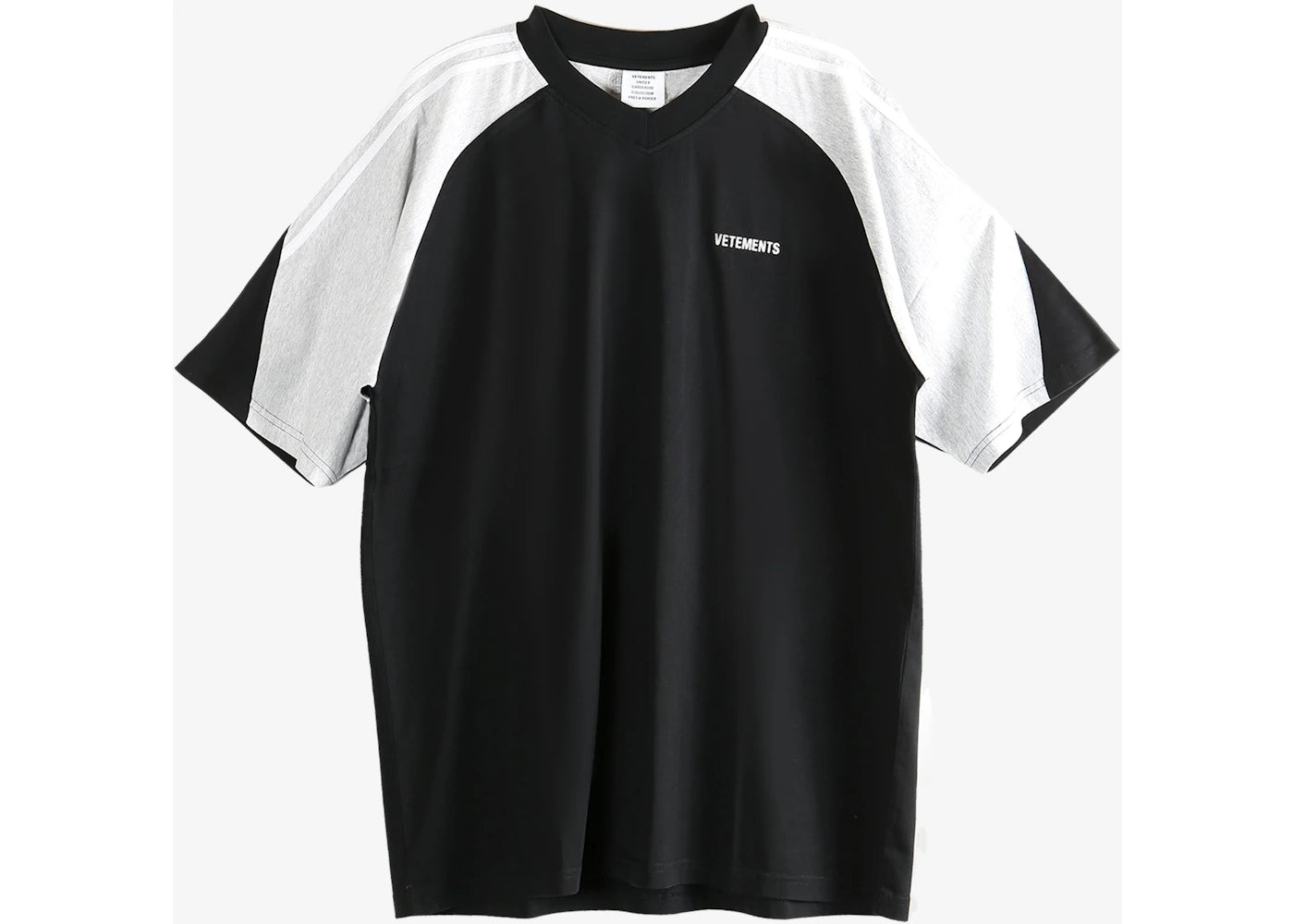 Vetements Cut-Up V-Neck T-shirt Black Grey Melange