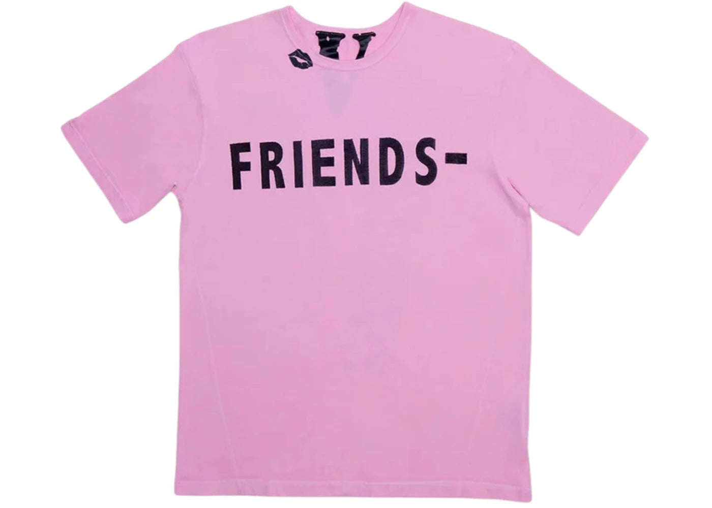 Vlone Black Lipstick Friends Embroidered T-shirt Pink