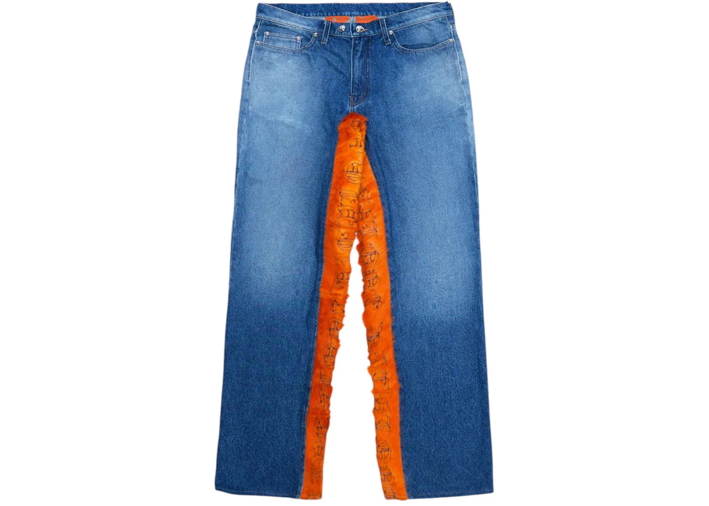 Vlone LVDV Denim Leather V Label Limited Edition Jeans Orange
