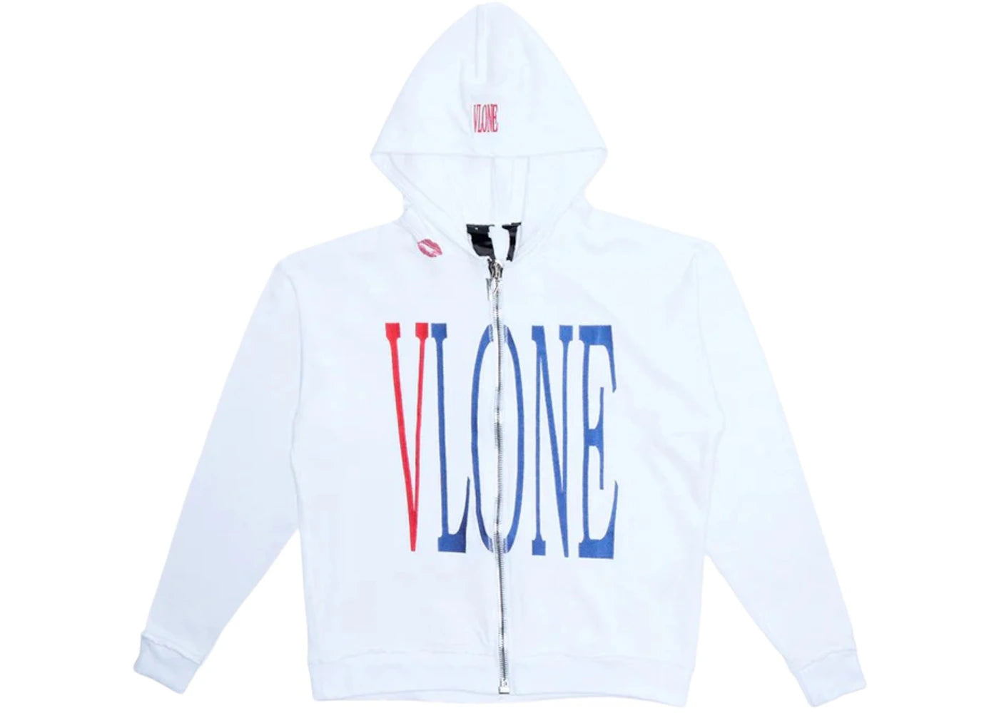 Vlone Red Lipstick OG Embroidered Zip-Up Hoodie White