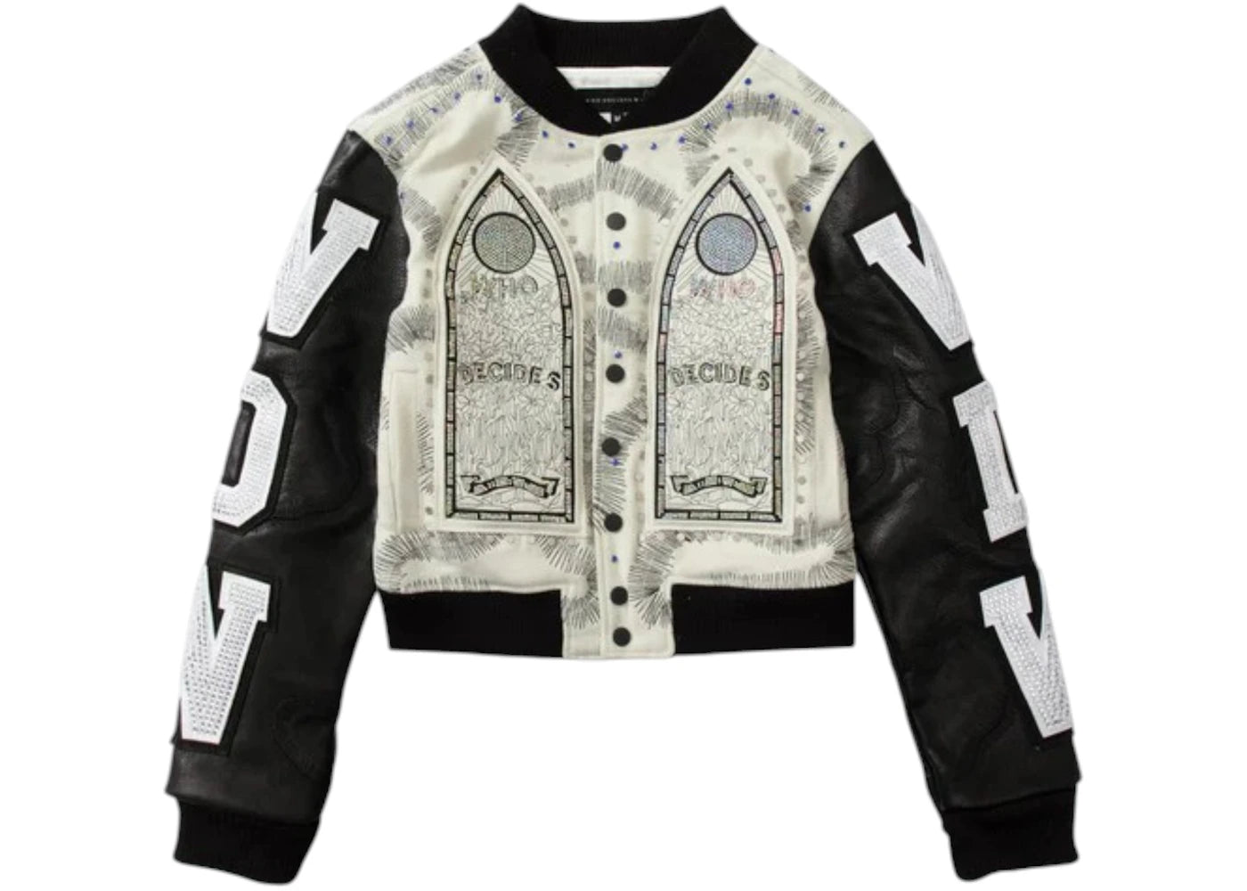 Who Decides War Hardware Cathedral Varsity Jacket Multicolor