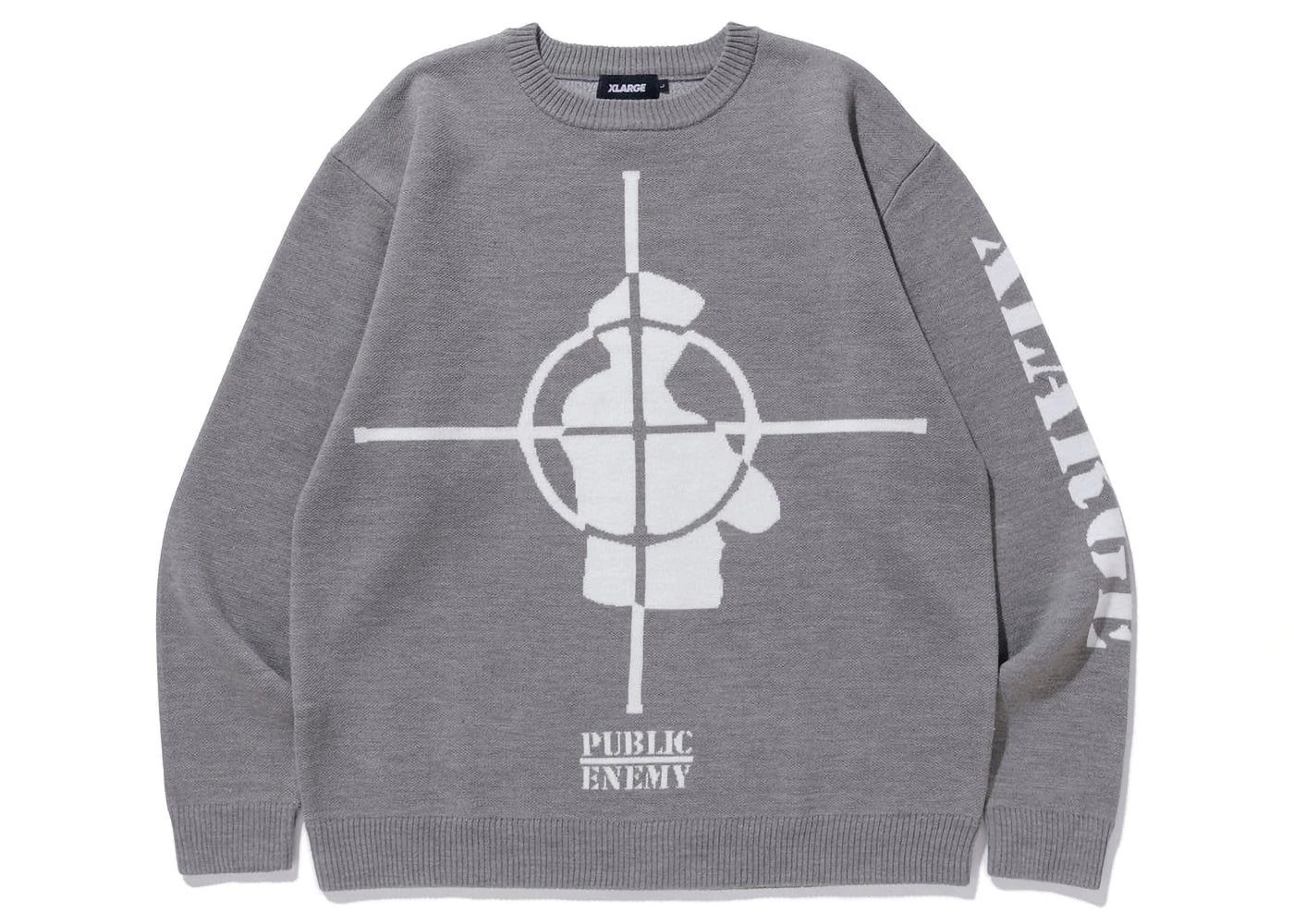 XLARGE x Public Enemy Crewneck Knit Sweater Ash Grey