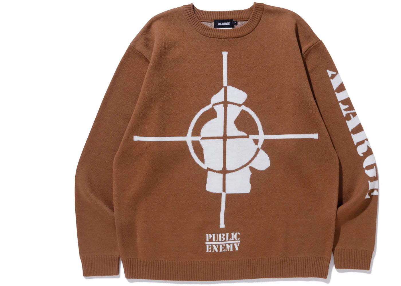XLARGE x Public Enemy Crewneck Knit Sweater Beige