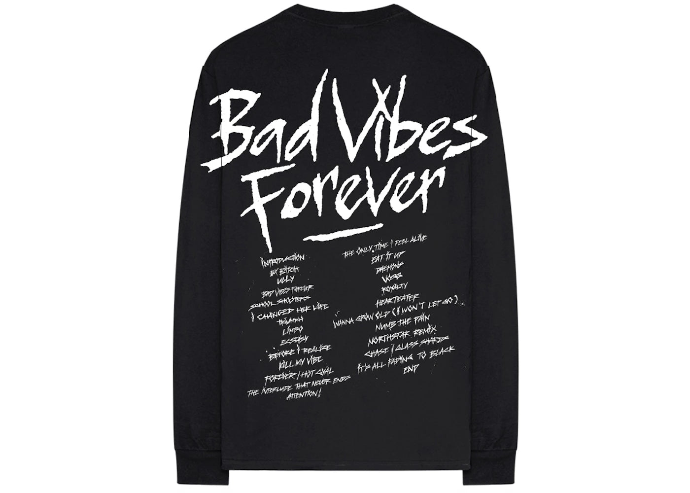 XXXTentacion Bad Vibes Forever Tracklist L/S T-shirt Black