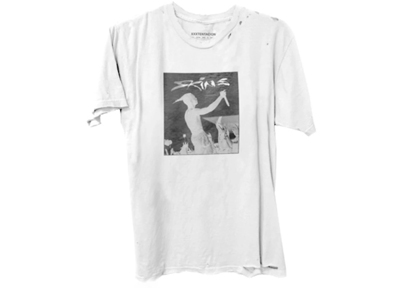 XXXTentacion Skins Crowd Distressed T-shirt White