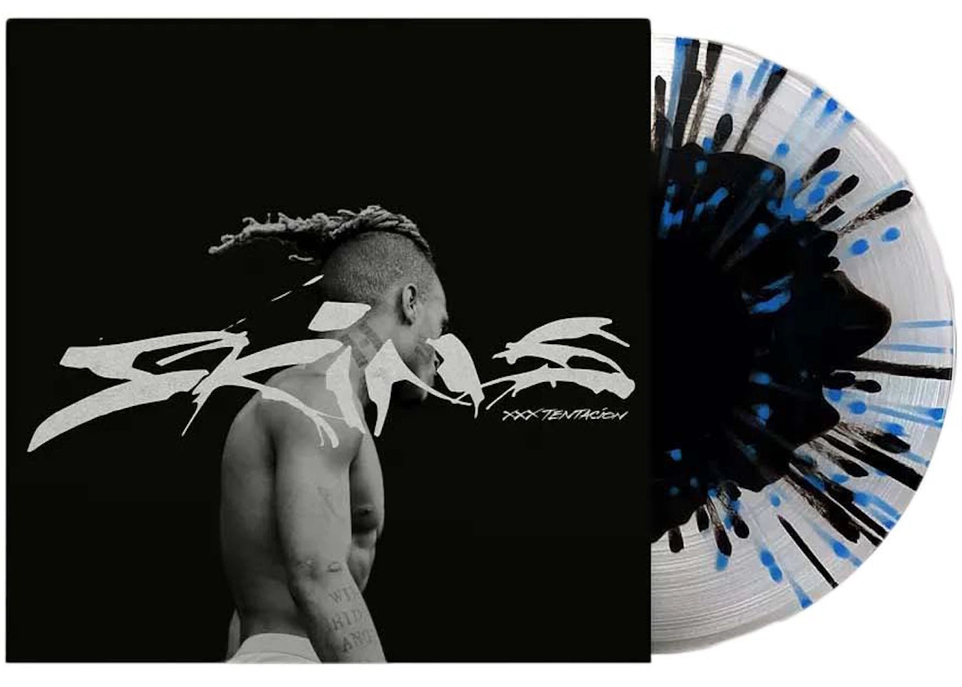 XXXTentacion Skins Urban Outfitters Exclusive LP Vinyl Clear/Black with Black/Blue Splatter
