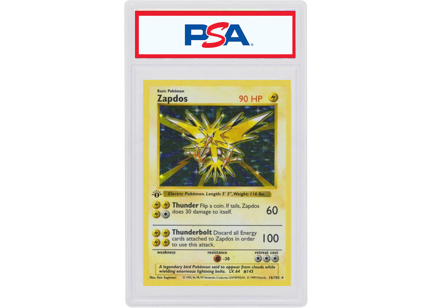 Zapdos-Holo 1999 Pokemon TCG Base Set 1st Edition #16/102 (PSA or BGS Graded)