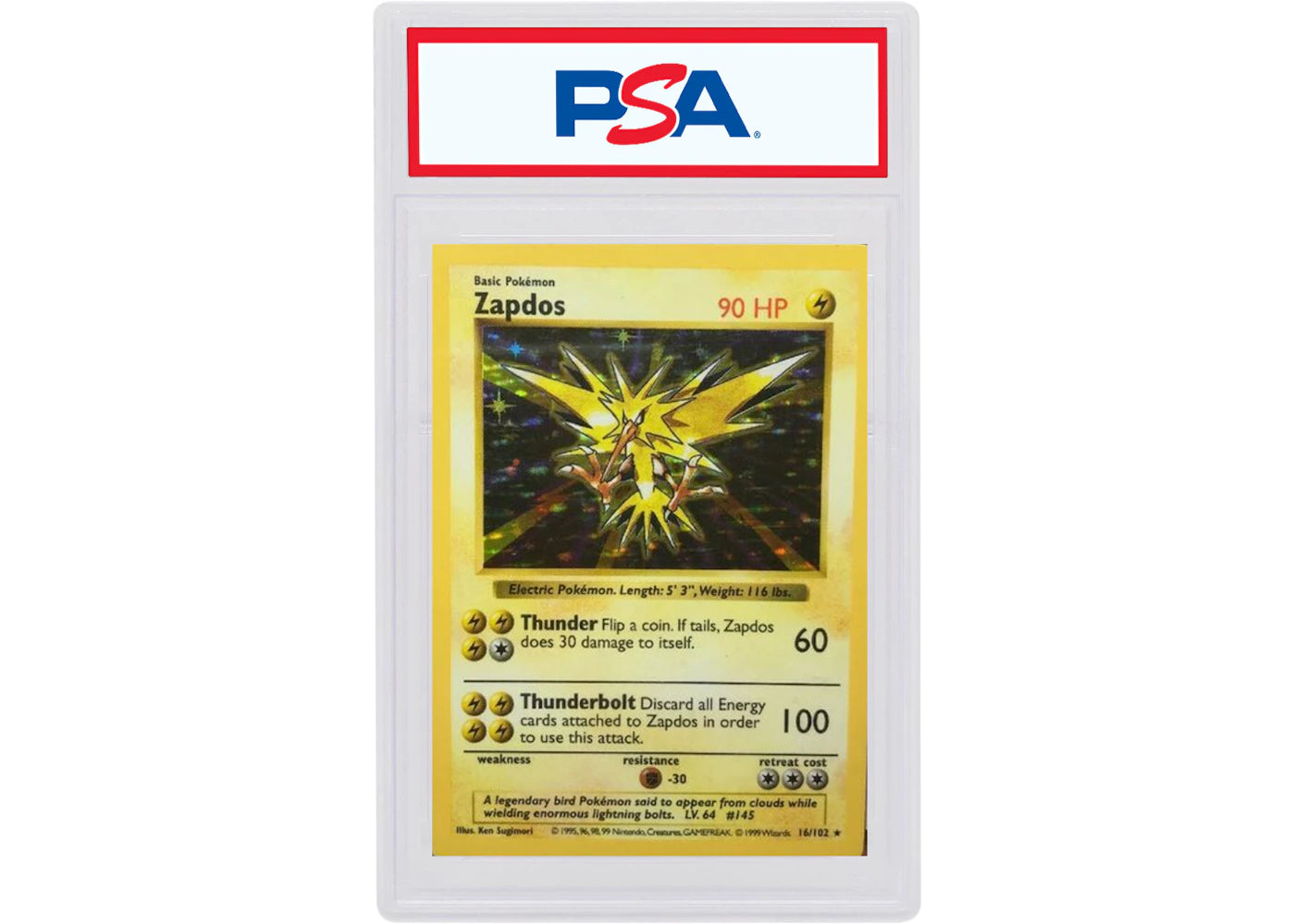Zapdos-Holo 1999 Pokemon TCG Base Set Shadowless #16/102 (PSA or BGS Graded)