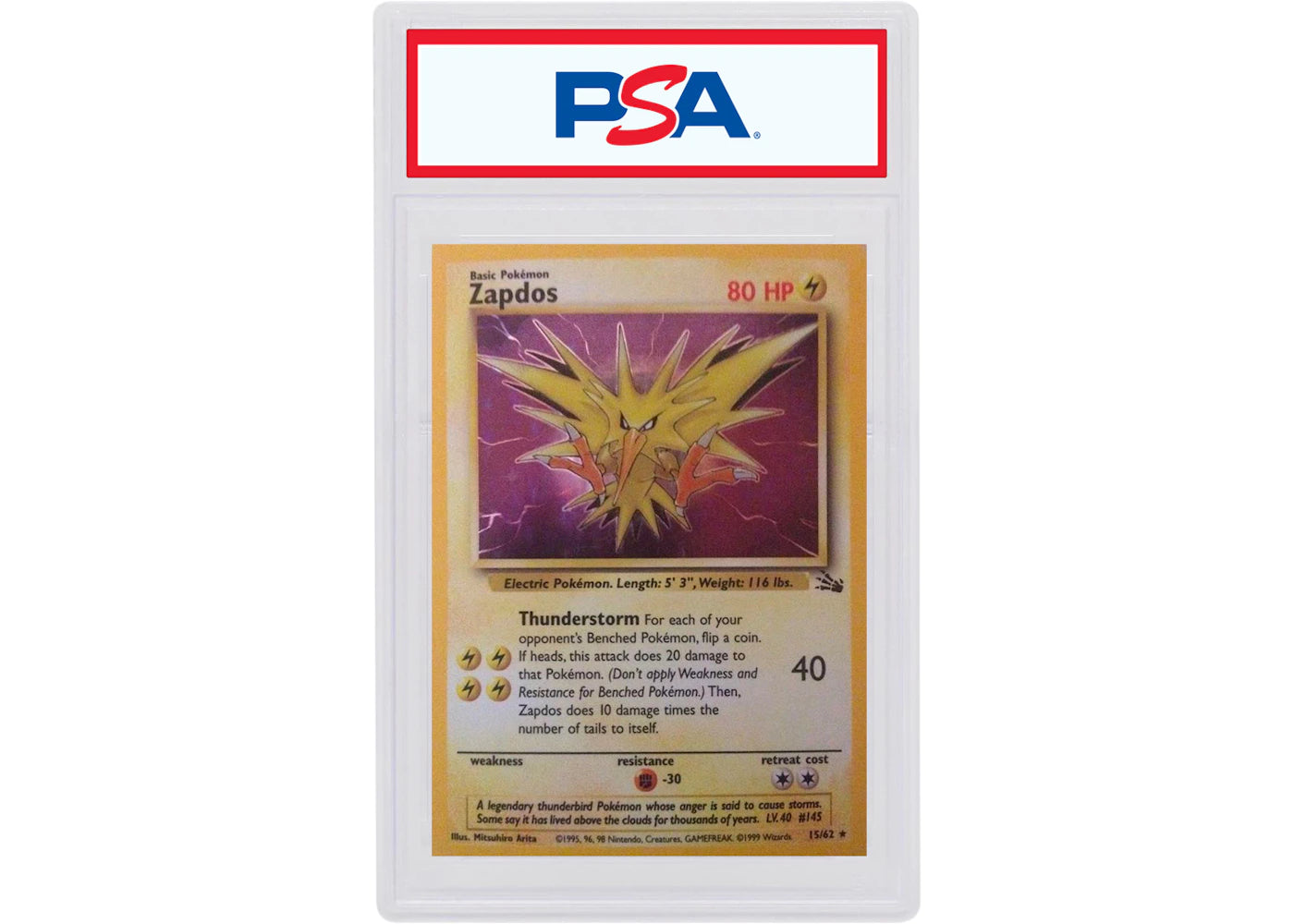 Zapdos-Holo 1999 Pokemon TCG Fossil #15/62 (PSA or BGS Graded)