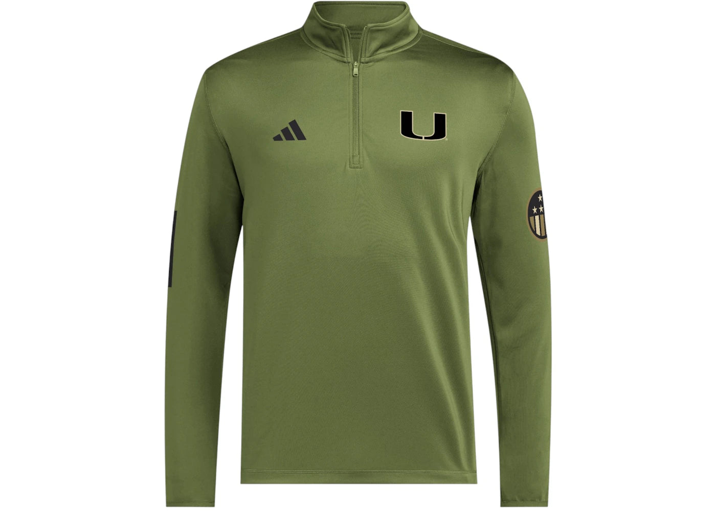 adidas 1/Zip Golf Jacket Tech Olive Black Ncaa-Mia-77e