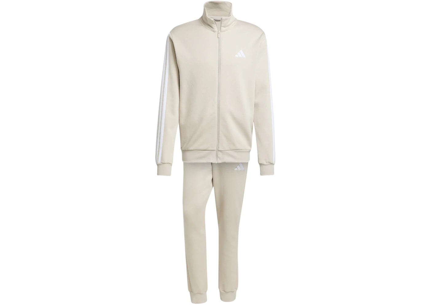 adidas 3-Stripes Fleece Tracksuit Beige