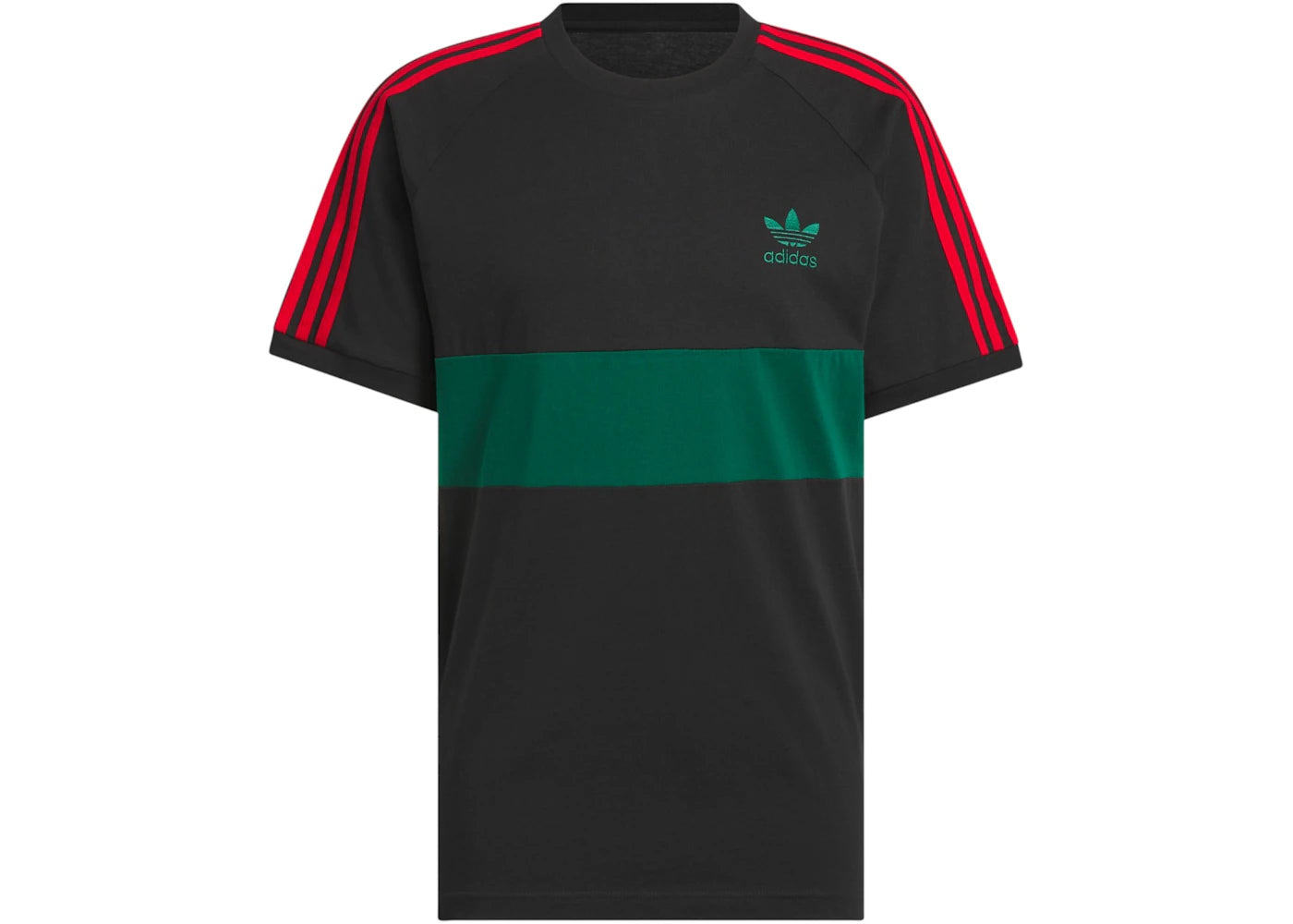 adidas 3-Stripes Panel Tee Black/Collegiate Green