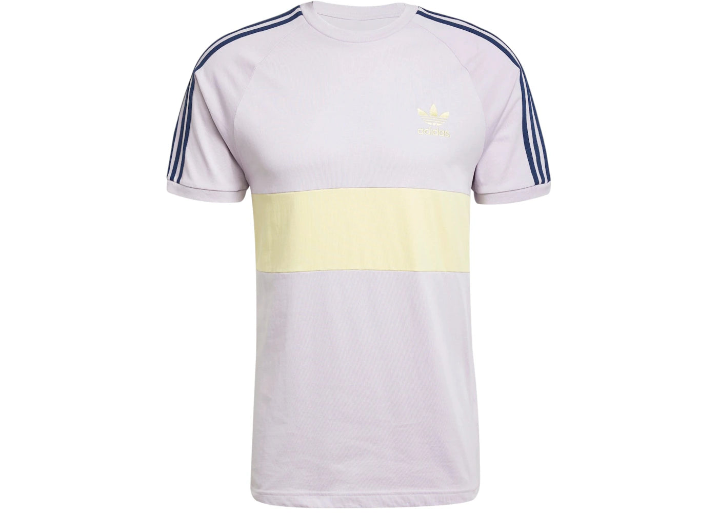 adidas 3-Stripes Panel Tee Silver Dawn/Powder Yellow