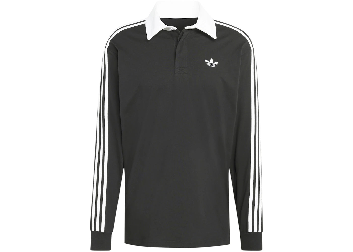 adidas 3-Stripes Rugby Longsleeve Polo Black