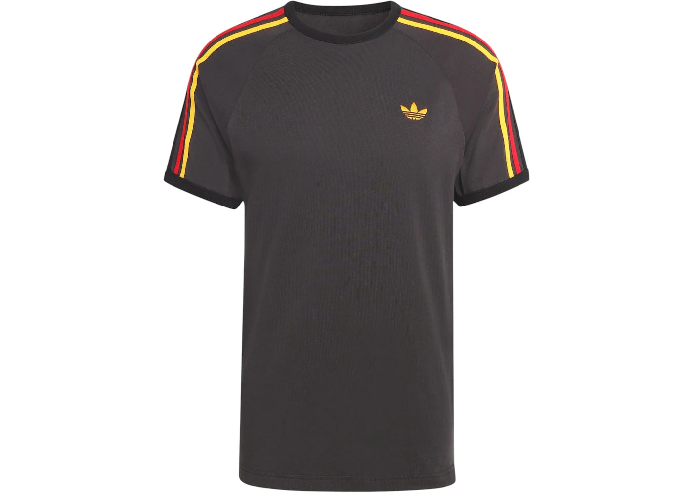 adidas 3-Stripes Tee Utility Black Collegiate Gold Power Red