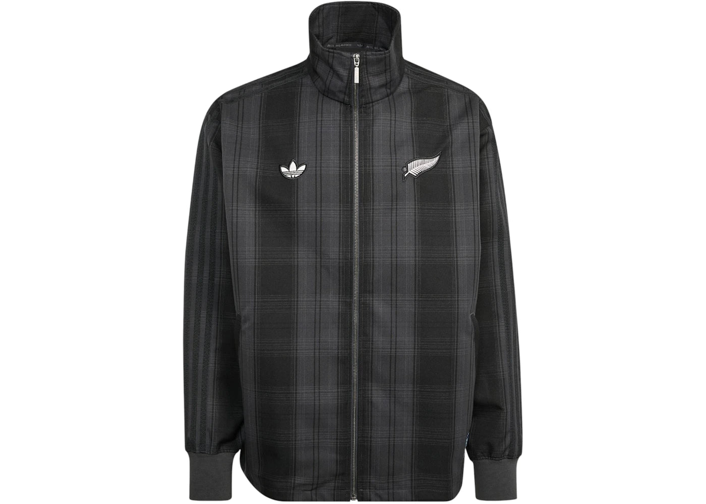 adidas & All Blacks Plaid Woven Firebird Track Jacket Black Carbon
