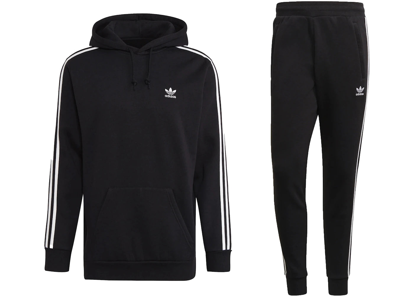 adidas Classic 3-Stripes Pullover Hoodie & Pant Set Black/White