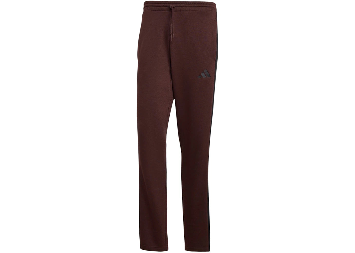 adidas Essentials 3-Stripes Open Hem Fleece Pants Shadow Brown Black