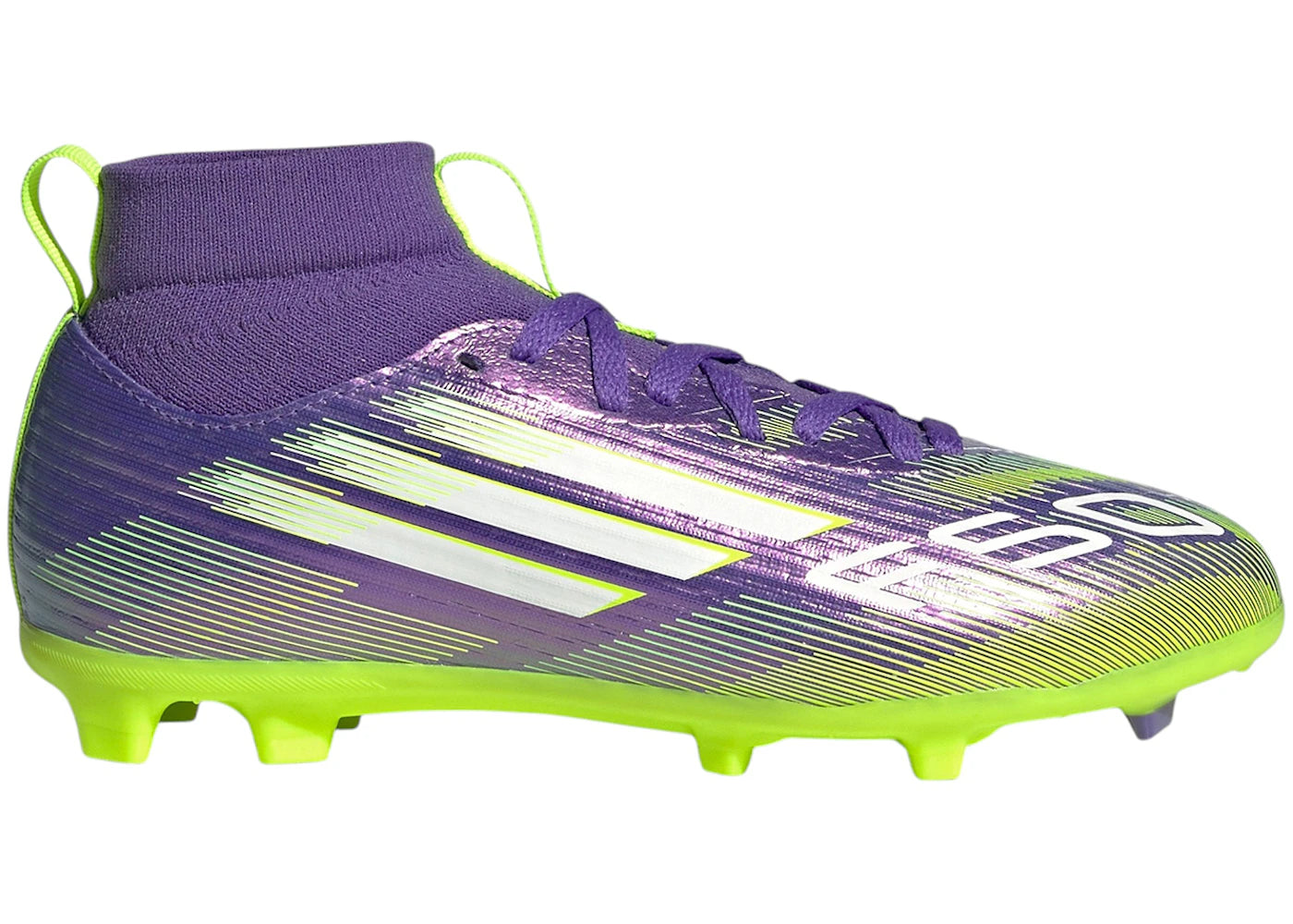 adidas F50 League Mid-Cut FG/MG Purple Rush Cloud White Lucid Lemon (GS)