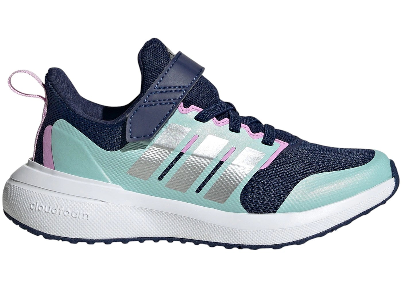 adidas Fortarun 2.0 Cloudfoam Top Strap Dark Blue Silver Metallic Semi Flash Aqua (GS)