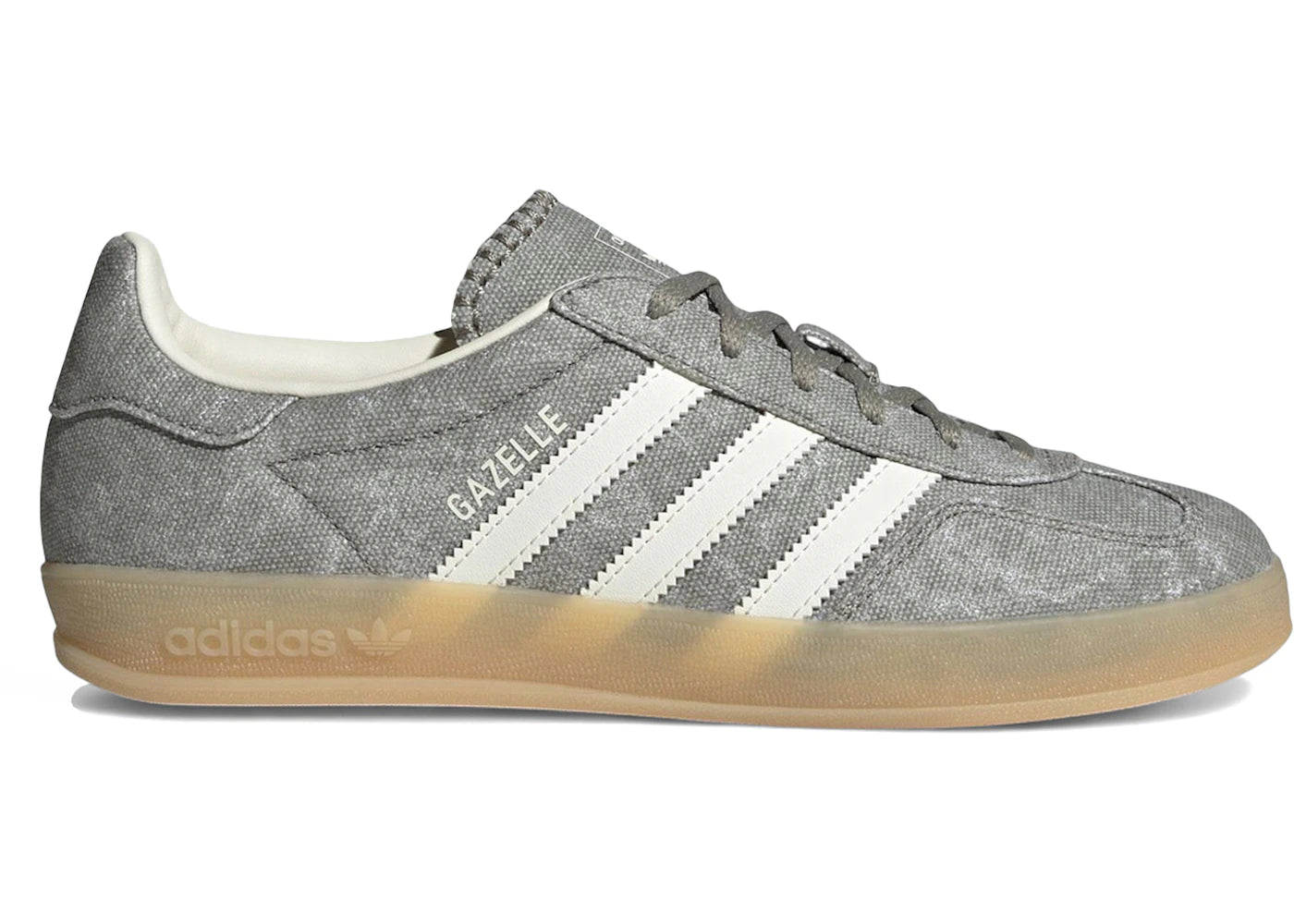 adidas Gazelle Indoor Silver Pebble Off White Canvas (Women's)