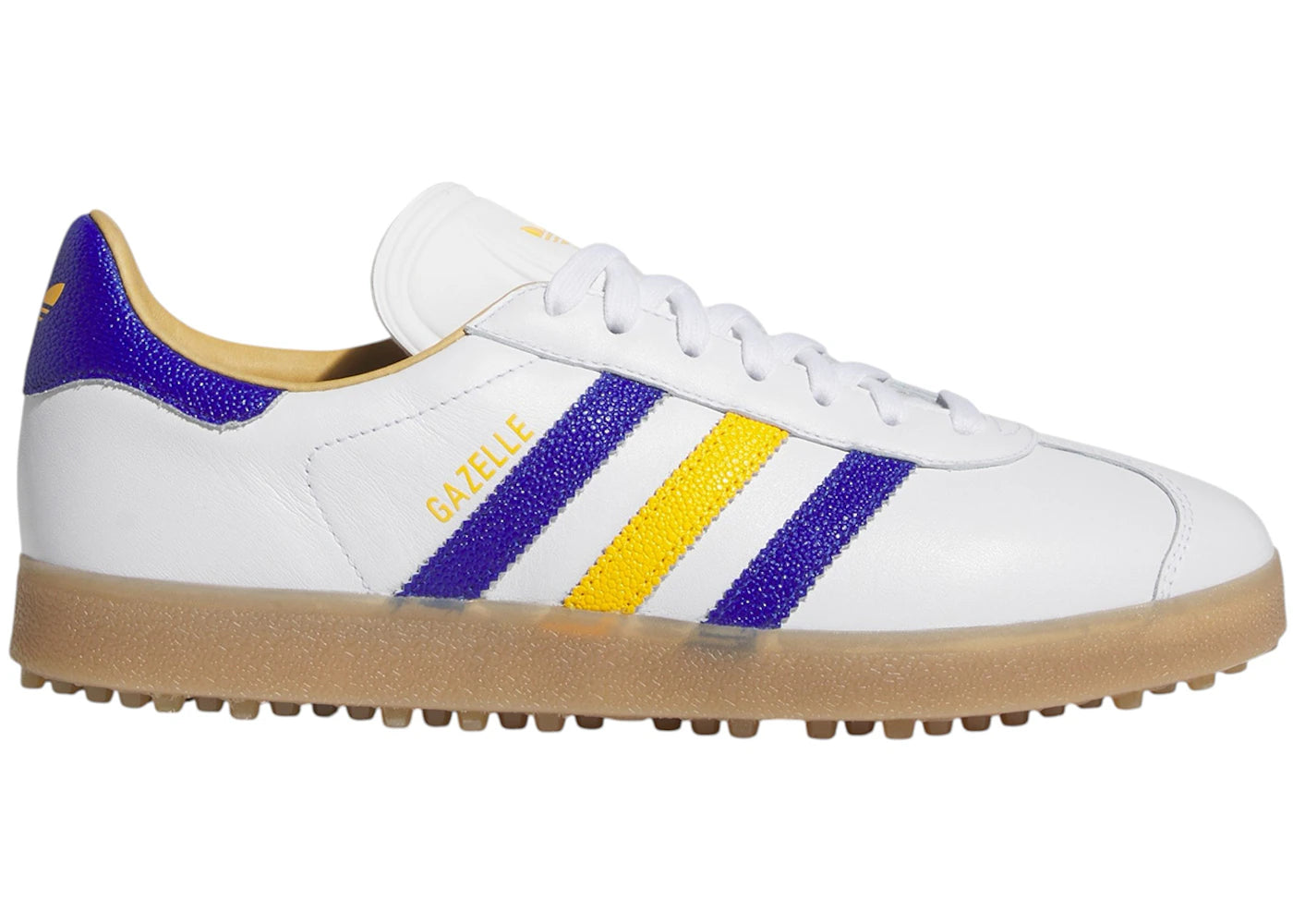 adidas Gazelle Leather Spikeless Golf White Lucid Blue Yellow