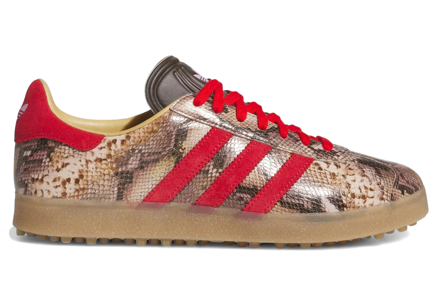 adidas Gazelle Lux Spikeless Golf Snakeskin Preloved Brown Better Scarlet