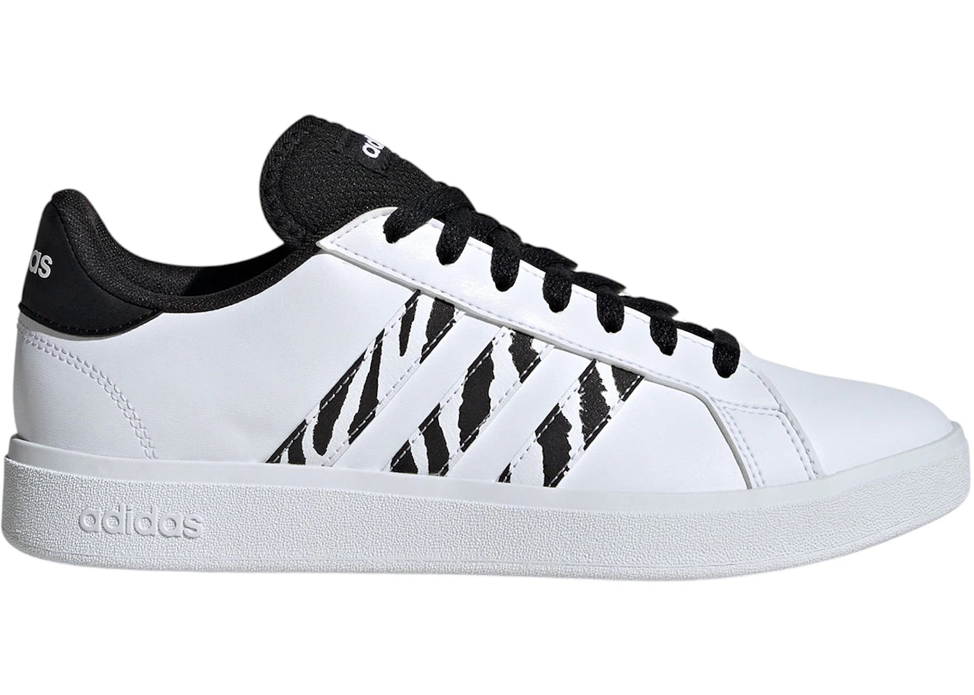 adidas Grand Court Base White Black Zebra Stripes (Women's)