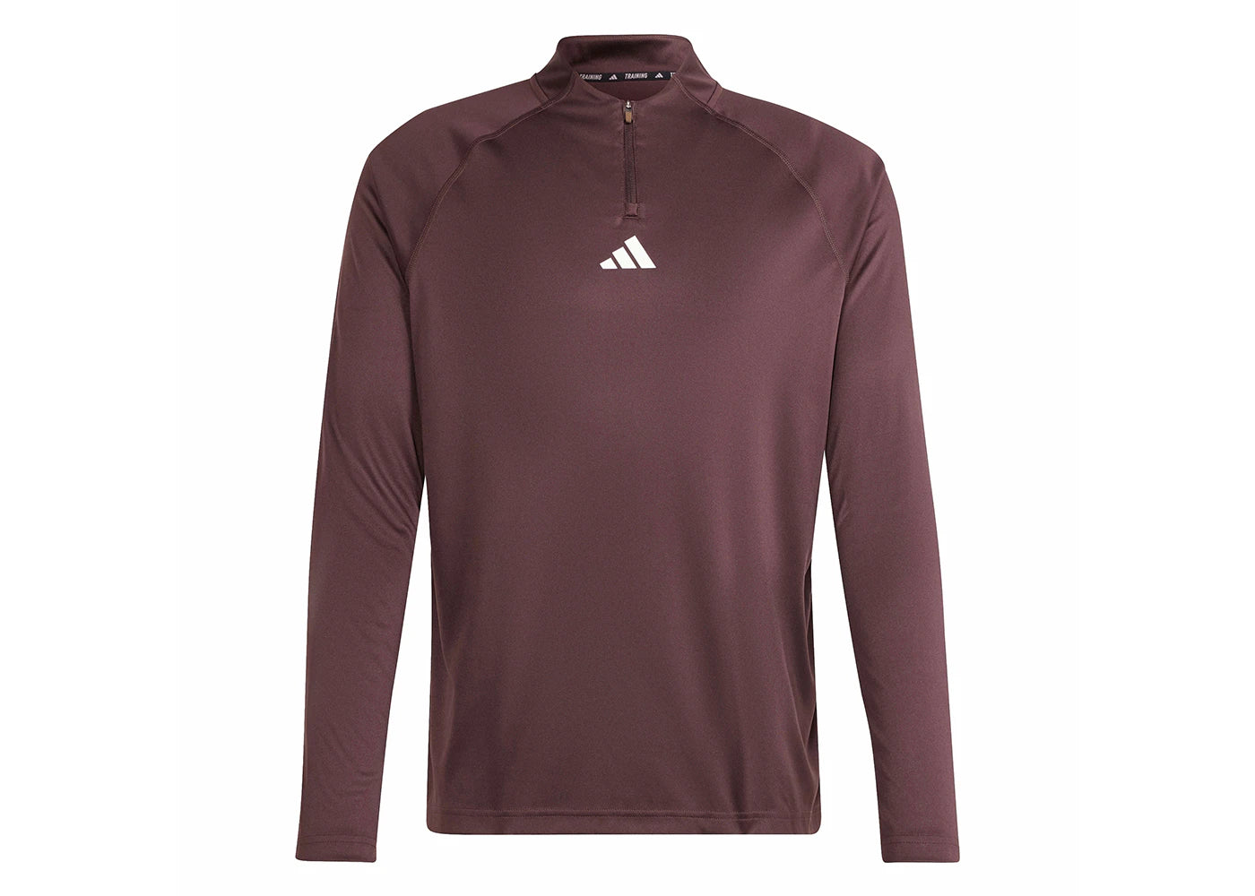adidas Gym Heat Quarter-Zip Long Sleeve Tee Shadow Brown/White