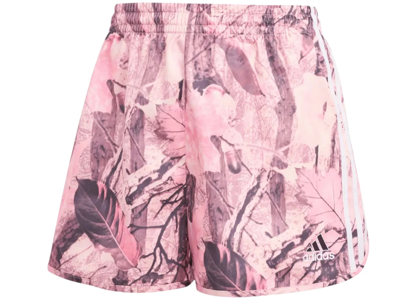 adidas Leaf Print Satin Shorts Pink Camo