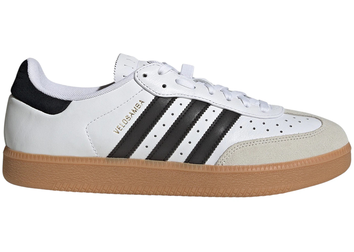 adidas Velosamba Leather White Black Gold Metallic