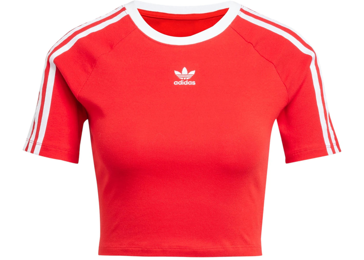 adidas Women's 3-Stripes Baby T-Shirt Better Scarlet/White