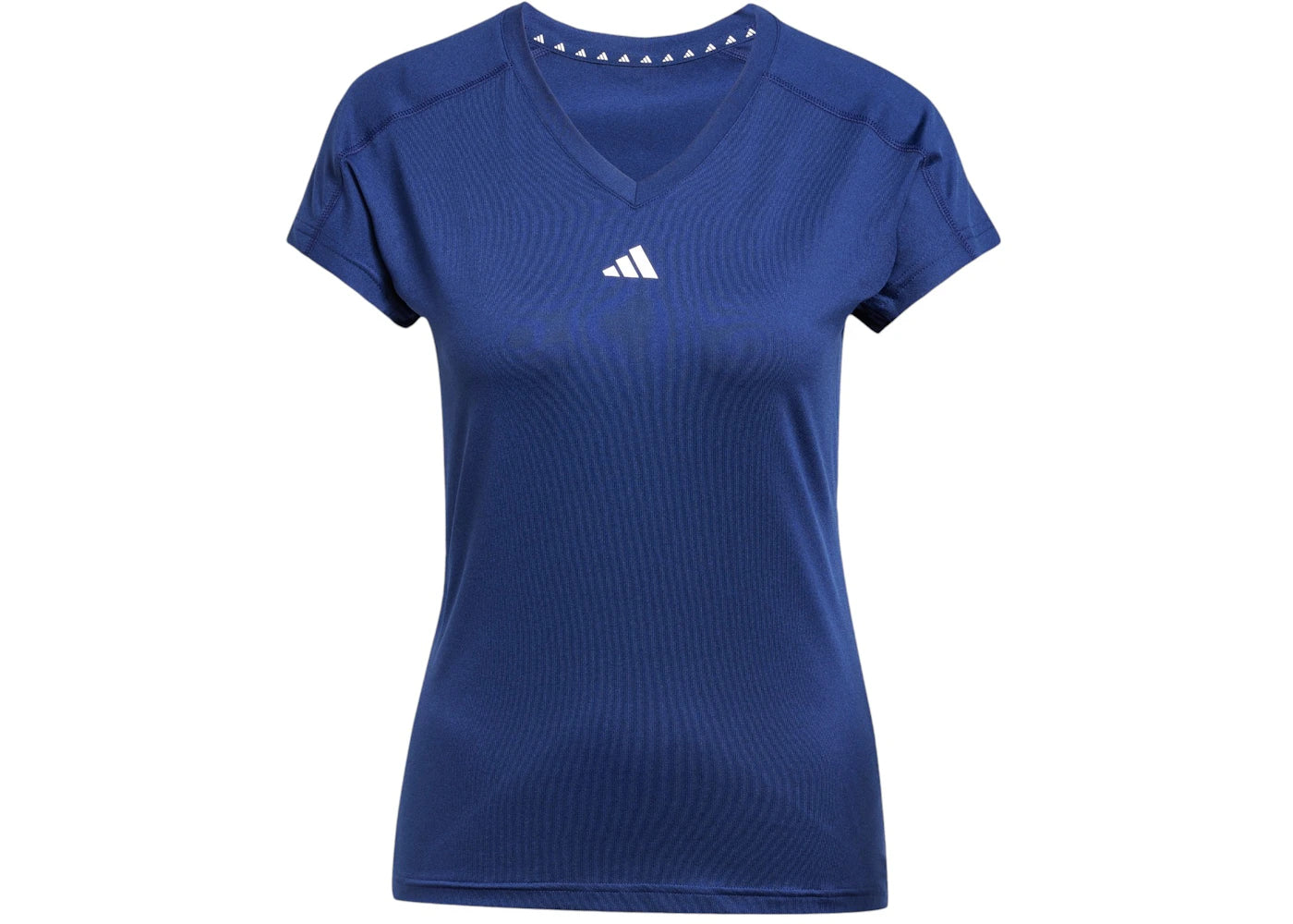 adidas Women's Aeroready Train Essentials Minimal Branding V-Neck T-Shirt Dark Blue/White