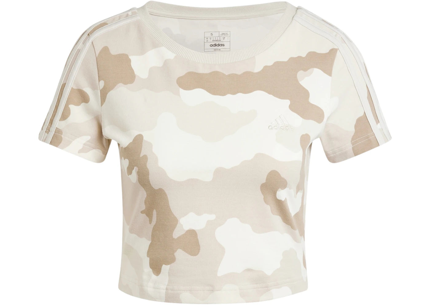 adidas Women's Essentials 3-Stripes Camo Print Baby T-Shirt Alumina