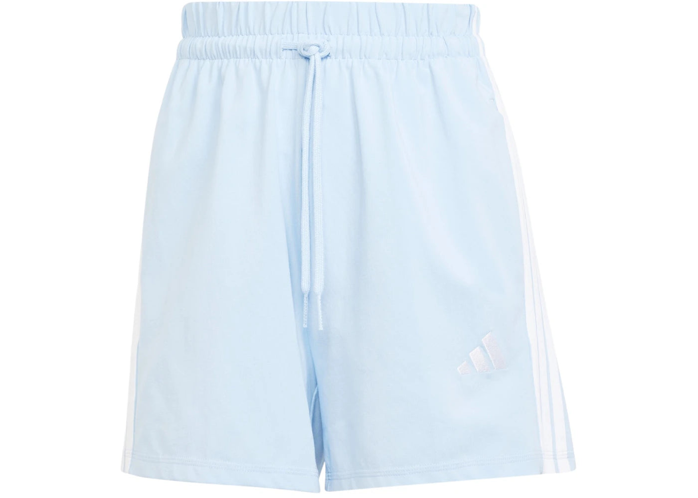 adidas Women's Essentials 3-Stripes Cotton Shorts Glow Blue/White