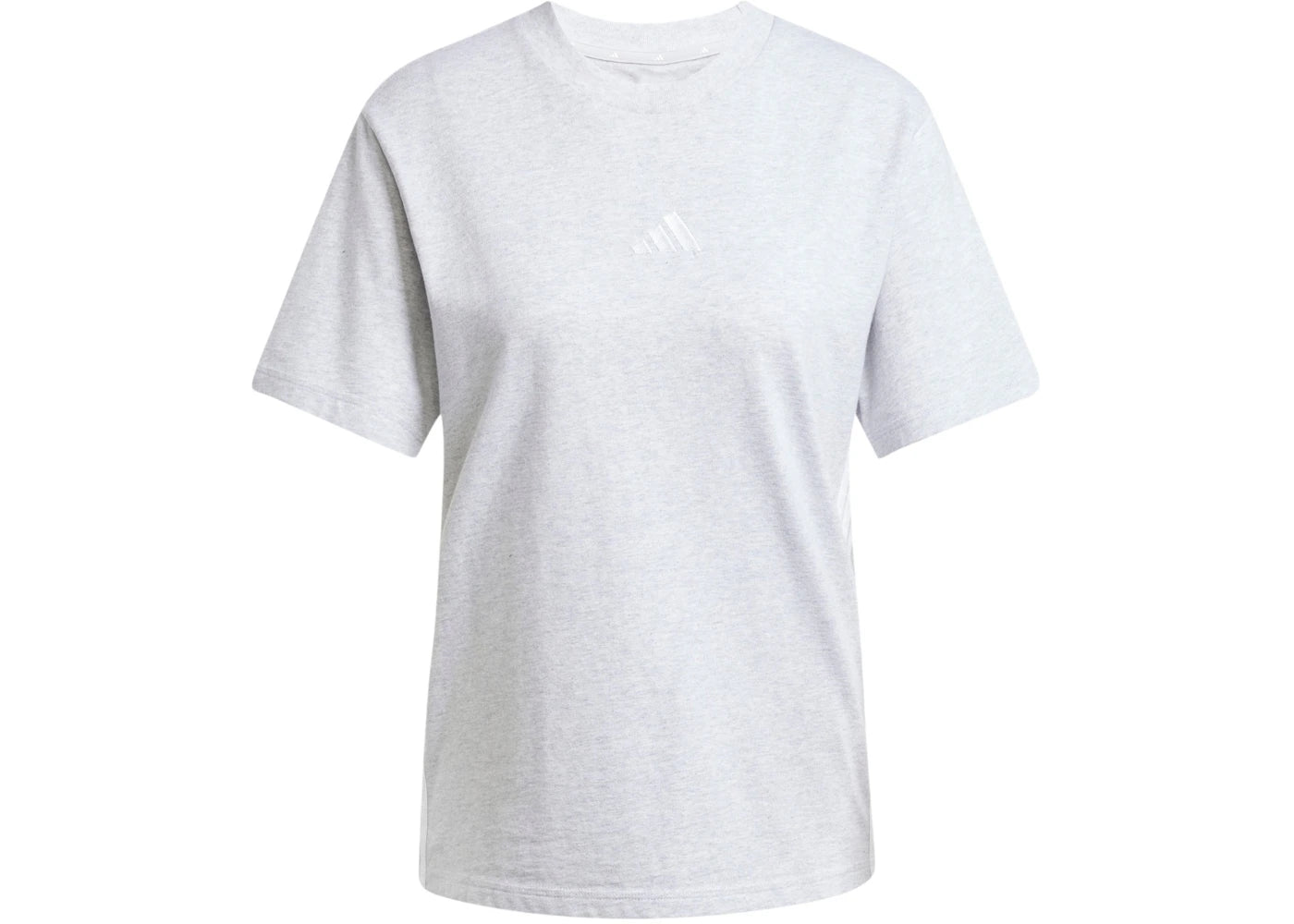adidas Women's Essentials 3-Stripes Cotton T-Shirt Light Grey Heather/White