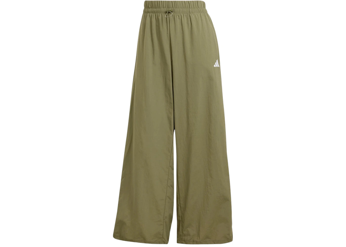 adidas Women's Essentials 3-Stripes Lifestyle Woven Parachute Tracksuit Bottoms Olive Strata/White