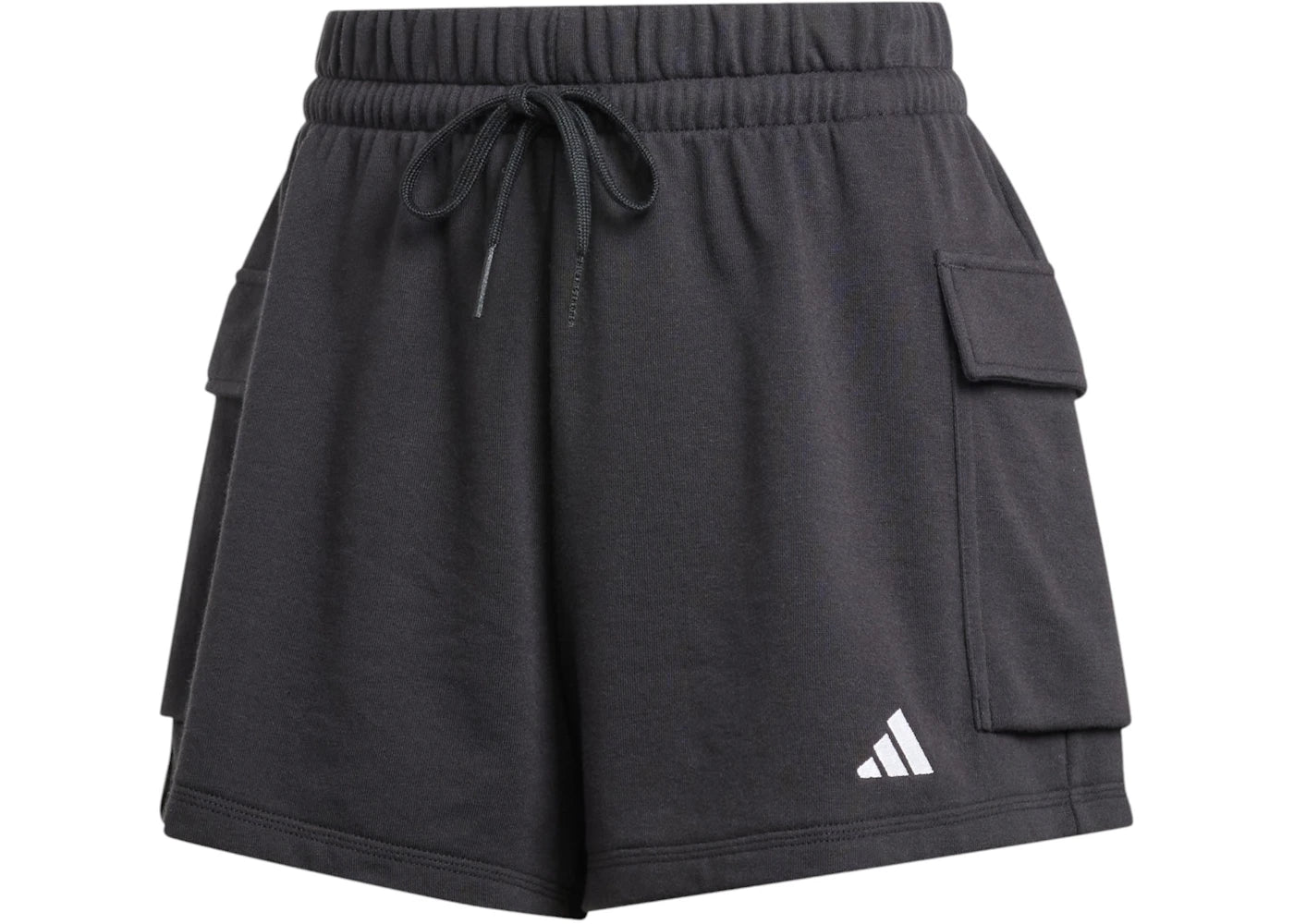 adidas Women's Essentials Small Logo French Terry Cargo Shorts Black/White