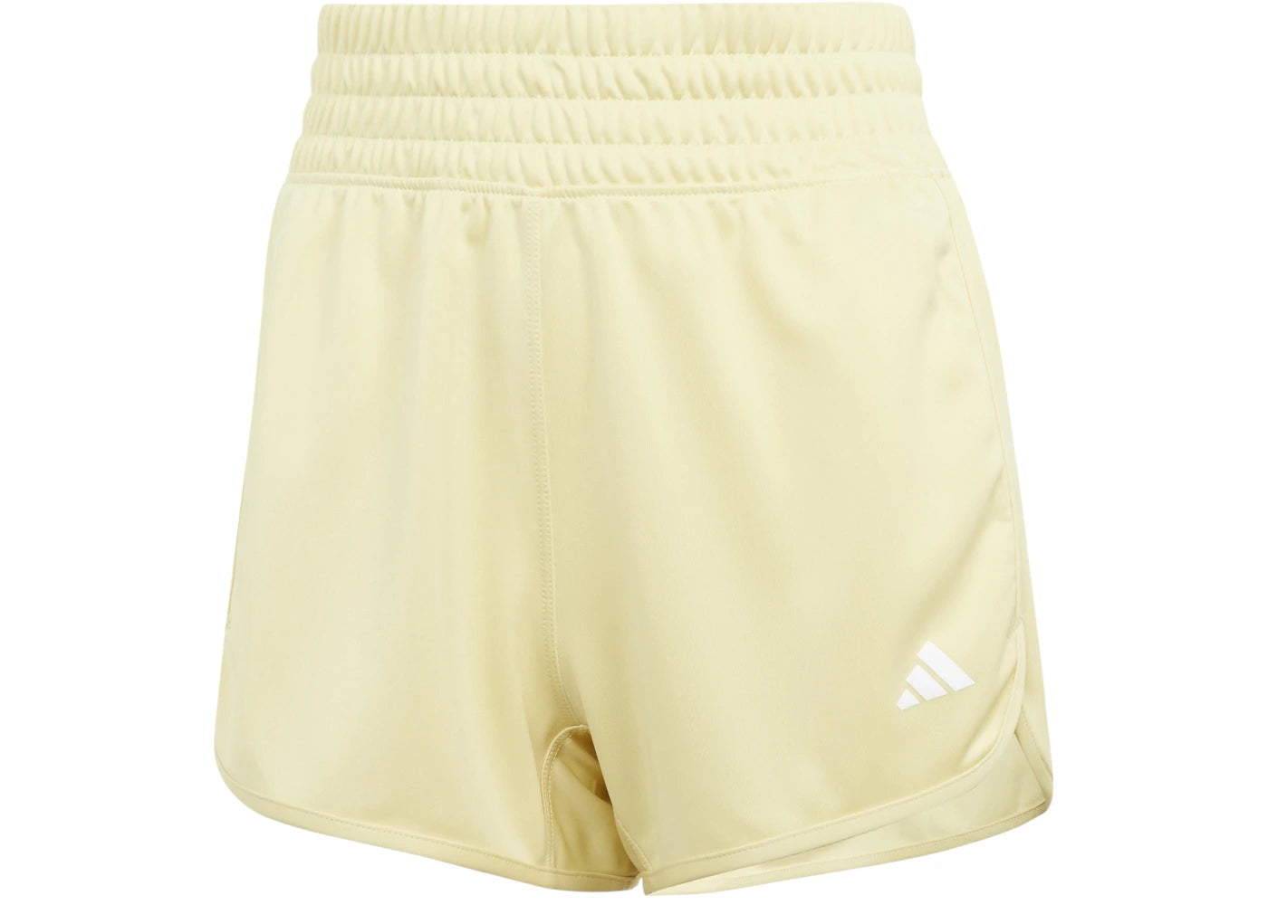 adidas Women's Pacer Essentials Knit High-Rise Shorts Powder Yellow/White