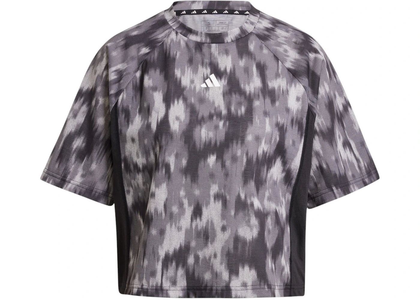 adidas Women's Train Essentials Allover Print Flower Tie-Dye T-Shirt Black