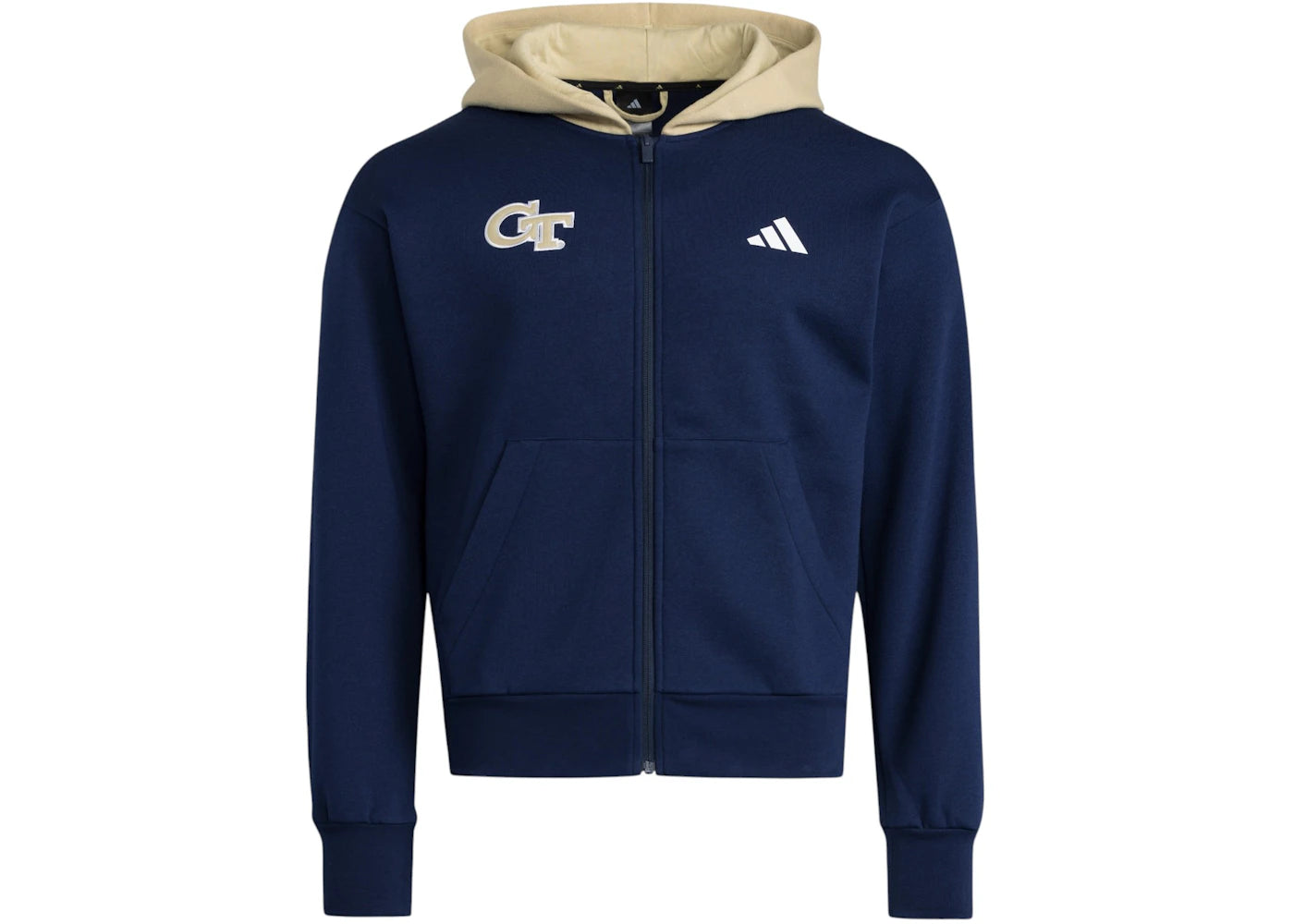 adidas Yellow Jackets Full Zip Helmet Hoodie Georgia Tech Team Navy White