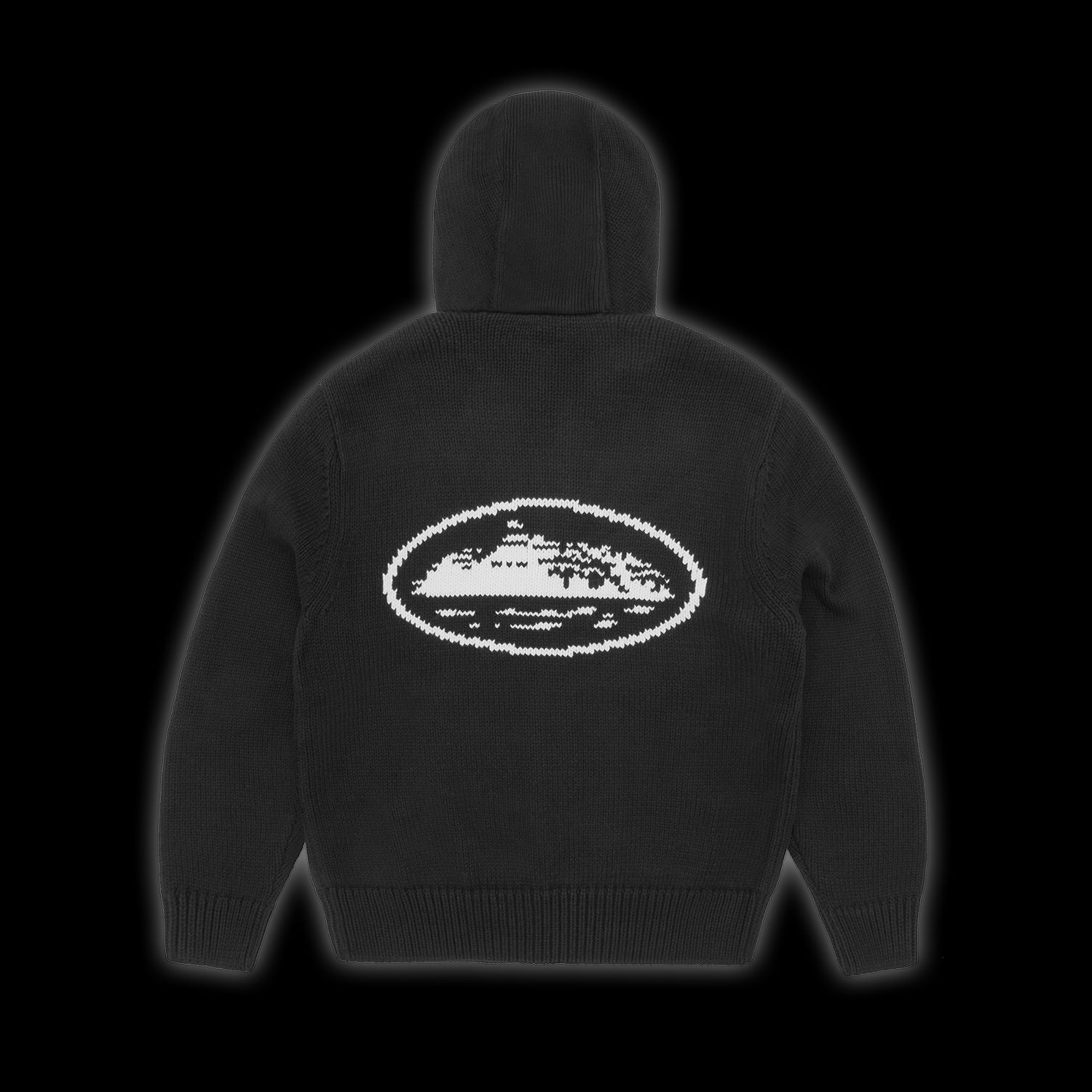 Corteiz Alcatraz Heavy Knit Zip Hoodie Black