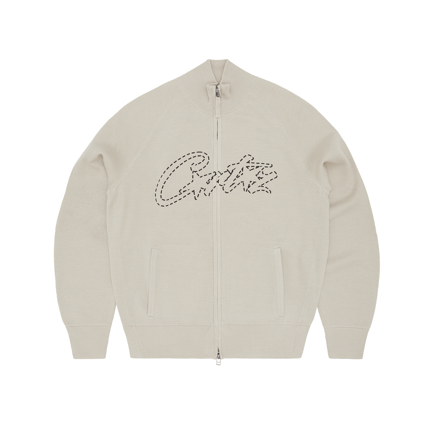 Corteiz Allstarz Knit Zip Up Bone