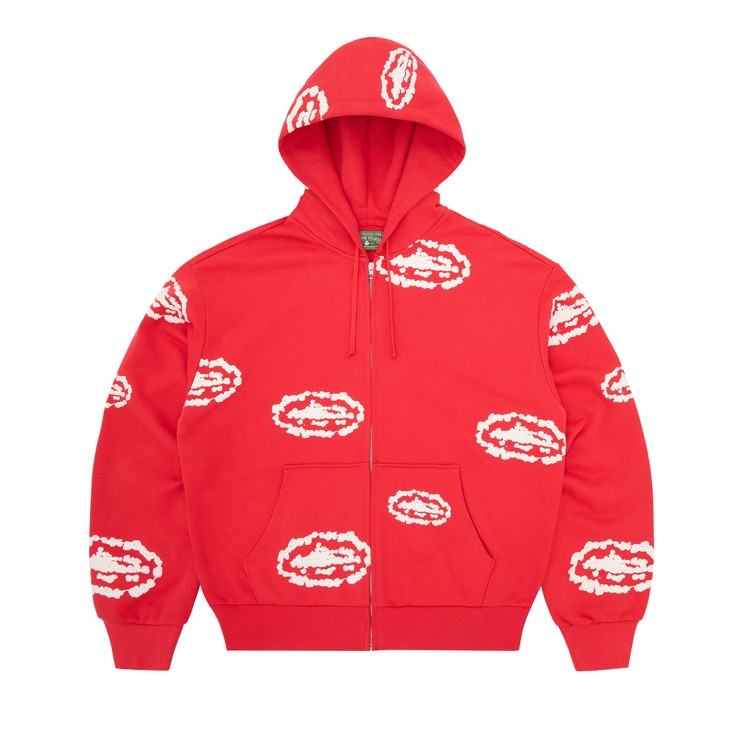 Corteiz x Denim Tears Island Wreath Zip Hoodie Red