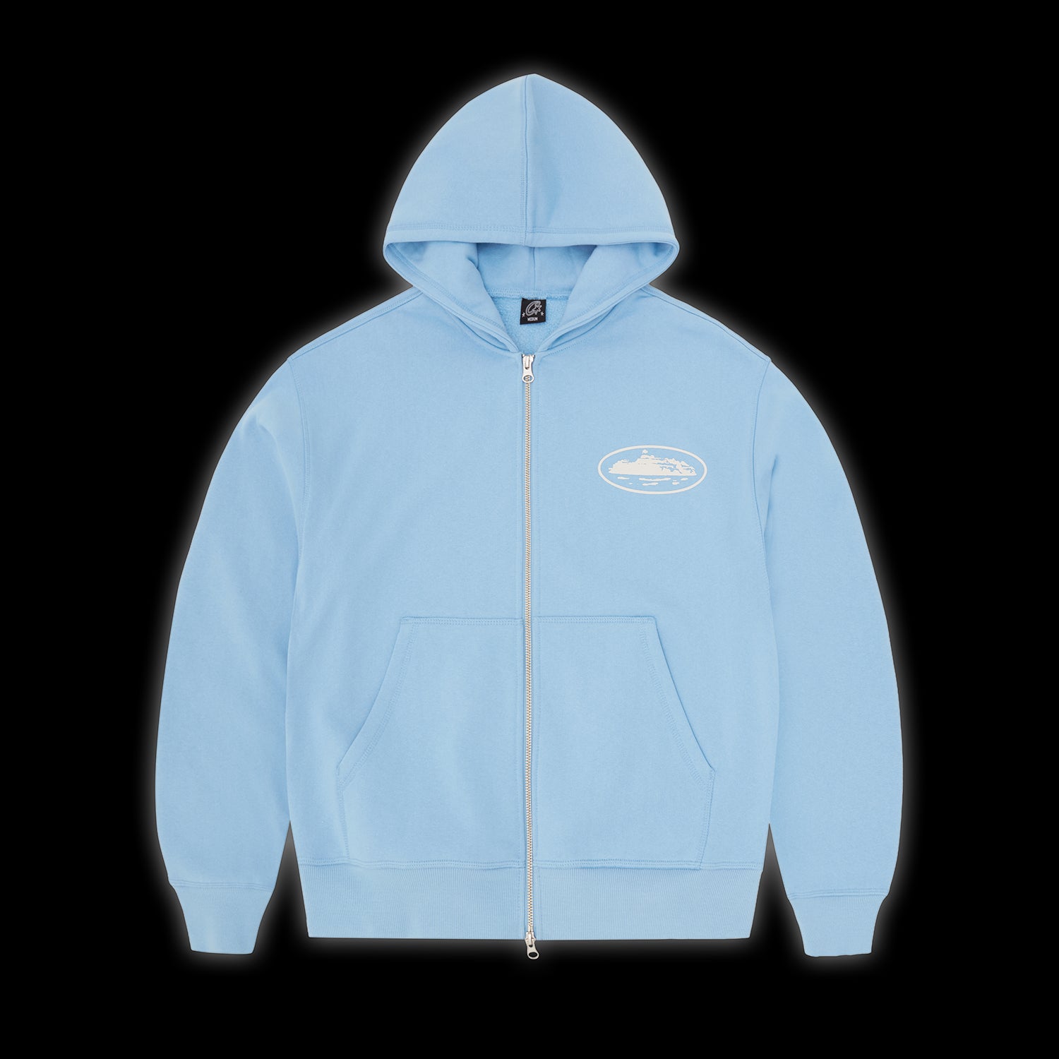 Corteiz Island Puff Print Zip Hoodie Baby Blue
