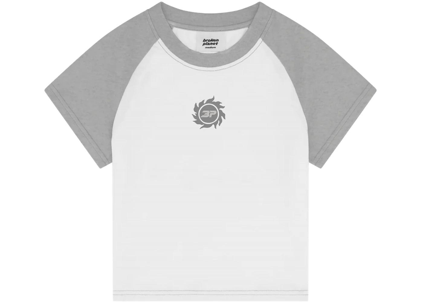 Broken Planet Sun Logo Baby Tee Snow White/Heather Grey - Side Kicks