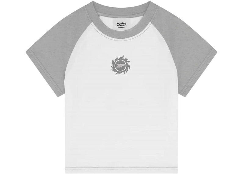 Broken Planet Sun Logo Baby Tee Snow White/Heather Grey - Side Kicks