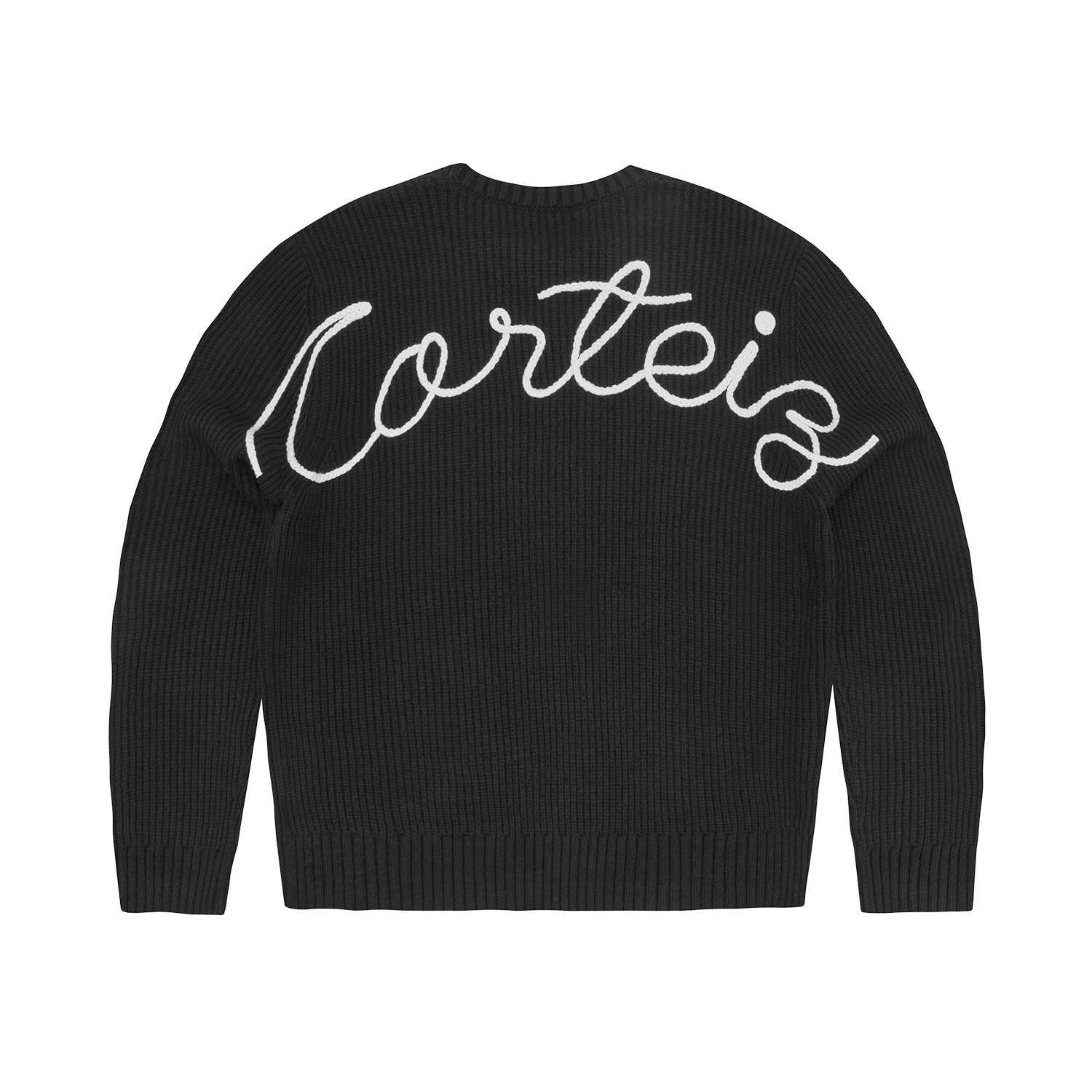 Corteiz Crochet Applique Knit Crew Black